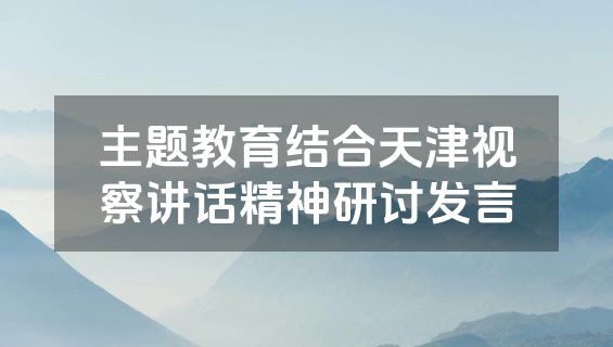 主题教育结合天津视察讲话精神研讨发言
