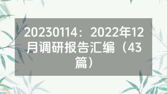 20230114：2022年12月调研报告汇编（43篇）