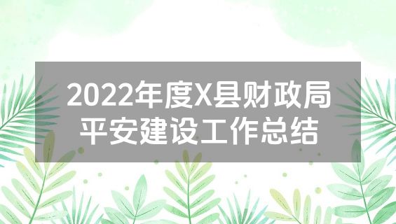 2022年度X县财政局平安建设工作总结