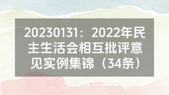 20230131：2022年民主生活会相互批评意见实例集锦（34条）