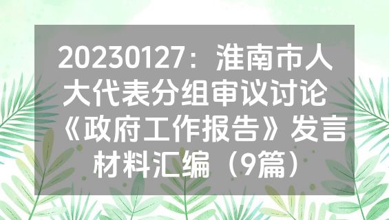 20230127：淮南市人大代表分组审议讨论《政府工作报告》发言材料汇编（9篇）