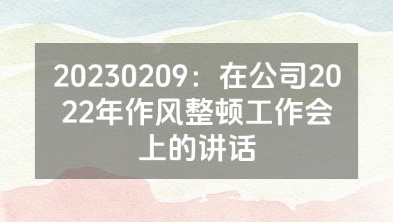 20230209：在公司2022年作风整顿工作会上的讲话