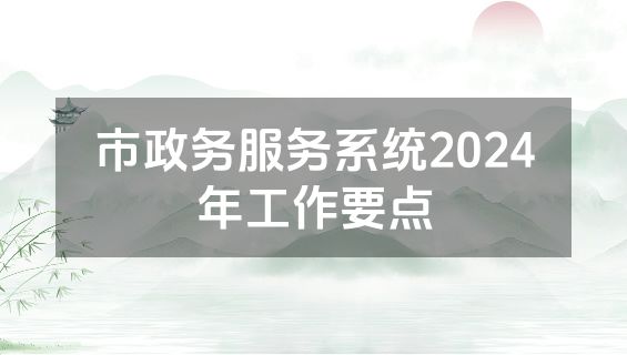 市政务服务系统2024年工作要点
