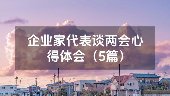 企业家代表谈两会心得体会（5篇）