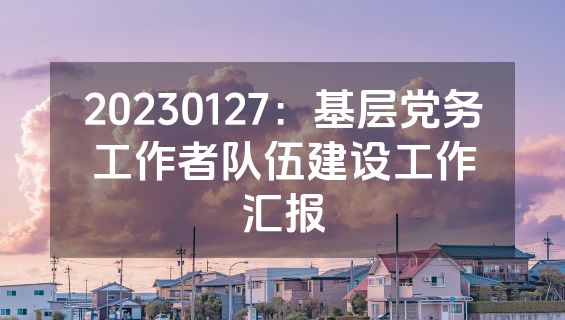 20230127：基层党务工作者队伍建设工作汇报