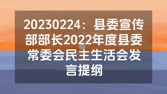 20230224：县委宣传部部长2022年度县委常委会民主生活会发言提纲