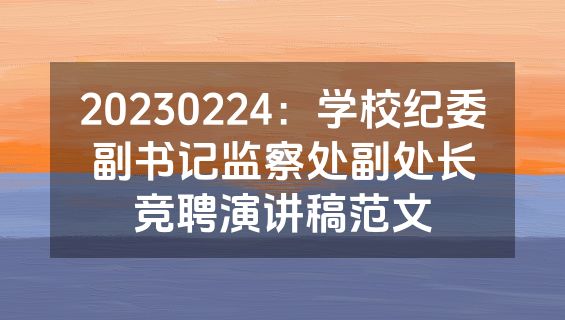 20230224：学校纪委副书记监察处副处长竞聘演讲稿范文