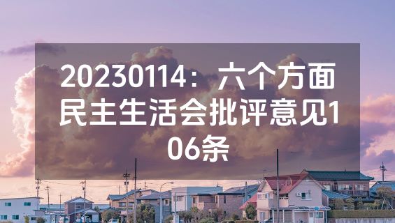 20230114：六个方面民主生活会批评意见106条
