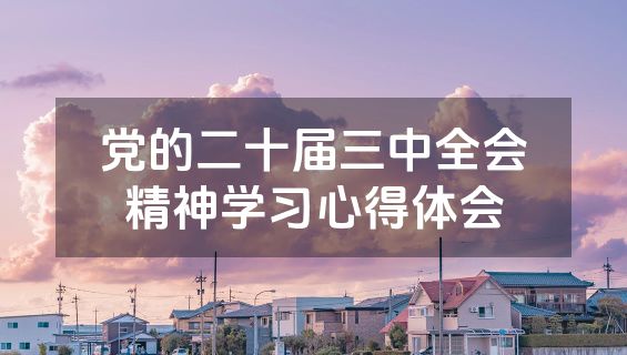 党的二十届三中全会精神学习心得体会