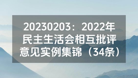 20230203：2022年民主生活会相互批评意见实例集锦（34条）