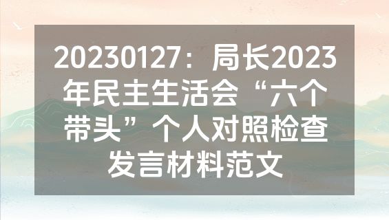 20230127：局长2023年民主生活会“六个带头”个人对照检查发言材料范文