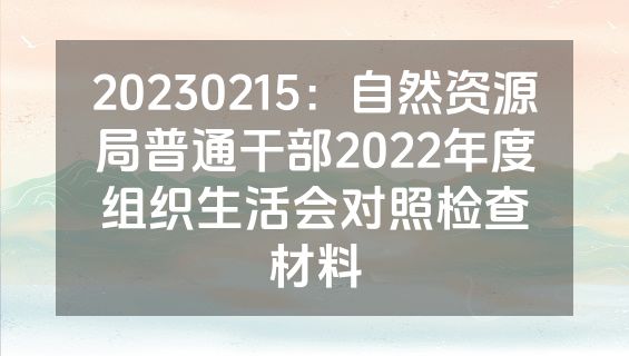 20230215：自然资源局普通干部2022年度组织生活会对照检查材料