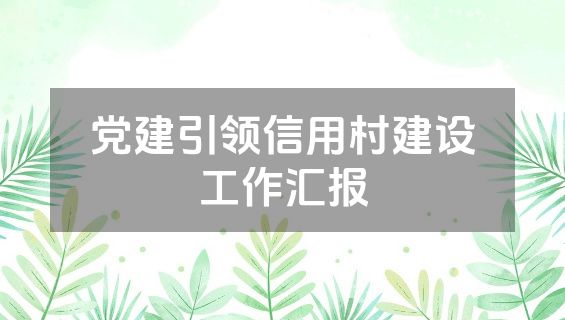 党建引领信用村建设工作汇报