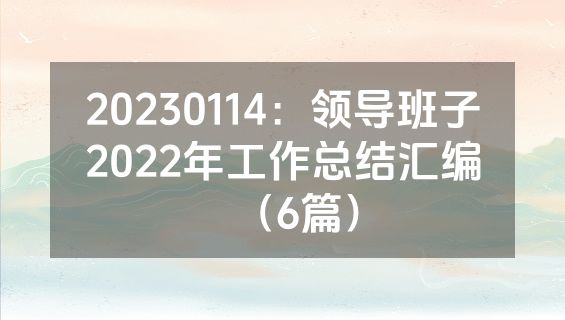 20230114：领导班子2022年工作总结汇编（6篇）