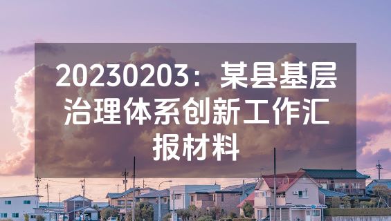 20230203：某县基层治理体系创新工作汇报材料