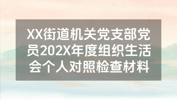 XX街道机关党支部党员202X年度组织生活会个人对照检查材料