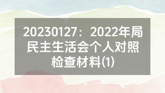 20230127：2022年局民主生活会个人对照检查材料(1)