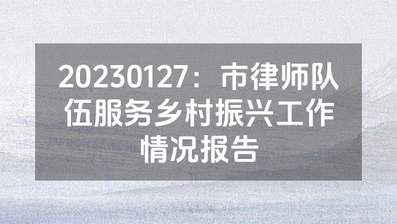 20230127：市律师队伍服务乡村振兴工作情况报告