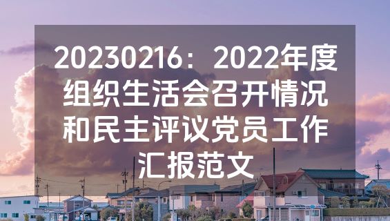20230216：2022年度组织生活会召开情况和民主评议党员工作汇报范文