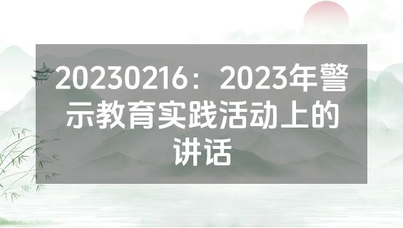 20230216：2023年警示教育实践活动上的讲话