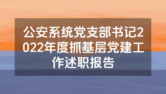 公安系统党支部书记2022年度抓基层党建工作述职报告