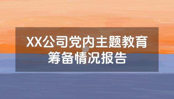XX公司党内主题教育筹备情况报告