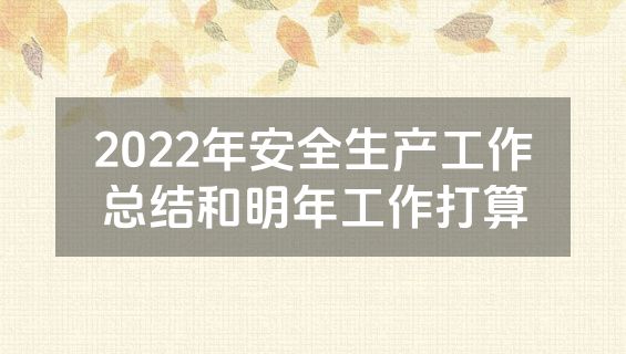 2022年安全生产工作总结和明年工作打算