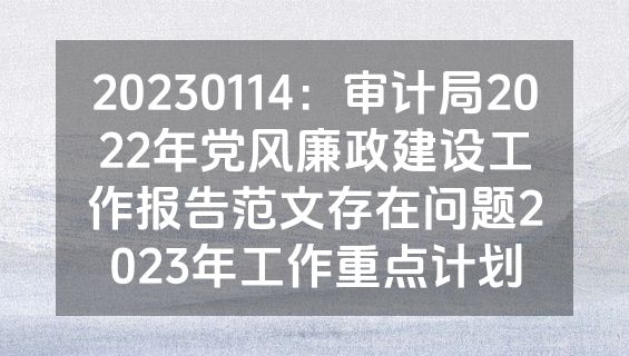 20230114：审计局2022年党风廉政建设工作报告范文存在问题2023年工作重点计划