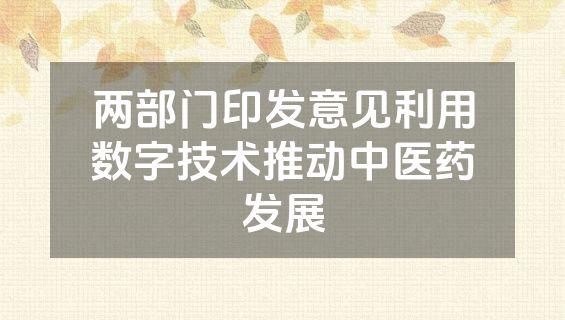 两部门印发意见利用数字技术推动中医药发展