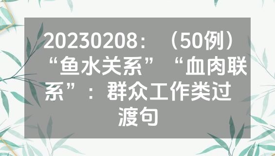 20230208：（50例）“鱼水关系”“血肉联系”：群众工作类过渡句