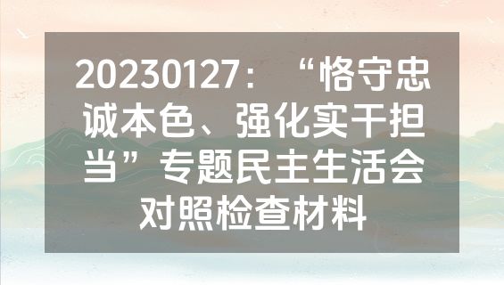 20230127：“恪守忠诚本色、强化实干担当”专题民主生活会对照检查材料