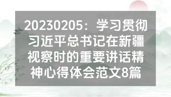 20230205：学习贯彻习近平总书记在新疆视察时的重要讲话精神心得体会范文8篇