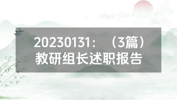 20230131：（3篇）教研组长述职报告