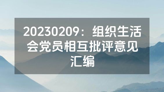 20230209：组织生活会党员相互批评意见汇编