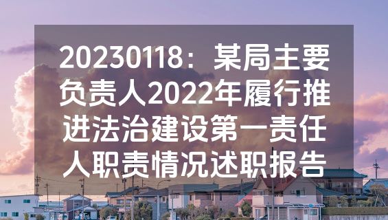 20230118：某局主要负责人2022年履行推进法治建设第一责任人职责情况述职报告