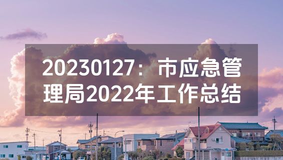 20230127：市应急管理局2022年工作总结