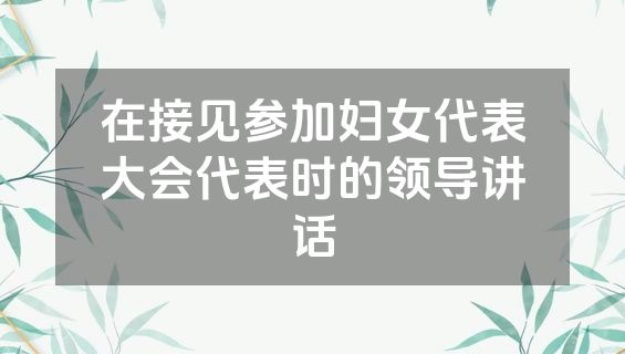在接见参加妇女代表大会代表时的领导讲话