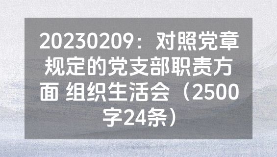 20230209：对照党章规定的党支部职责方面 组织生活会（2500字24条）