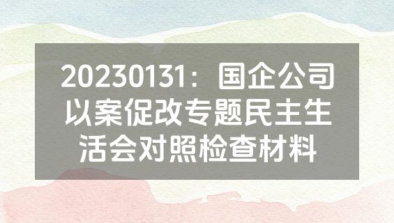 20230131：国企公司以案促改专题民主生活会对照检查材料