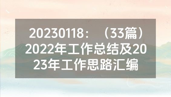20230118：（33篇）2022年工作总结及2023年工作思路汇编