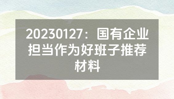 20230127：国有企业担当作为好班子推荐材料