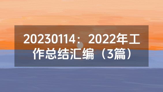 20230114：2022年工作总结汇编（3篇）