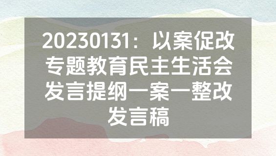 20230131：以案促改专题教育民主生活会发言提纲一案一整改发言稿