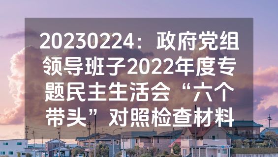 20230224：政府党组领导班子2022年度专题民主生活会“六个带头”对照检查材料