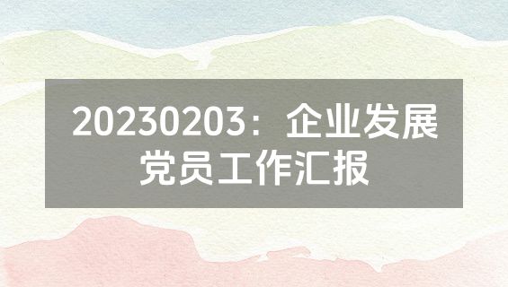 20230203：企业发展党员工作汇报