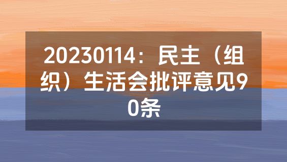 20230114：民主（组织）生活会批评意见90条