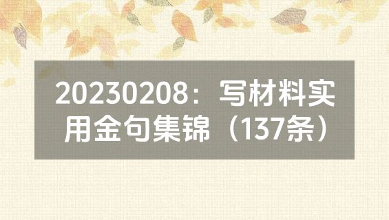 20230208：写材料实用金句集锦（137条）