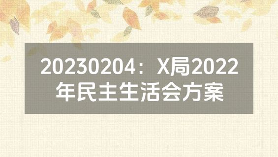 20230204：X局2022年民主生活会方案