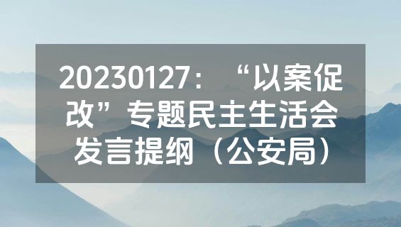 20230127：“以案促改”专题民主生活会发言提纲（公安局）
