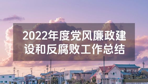 2022年度党风廉政建设和反腐败工作总结